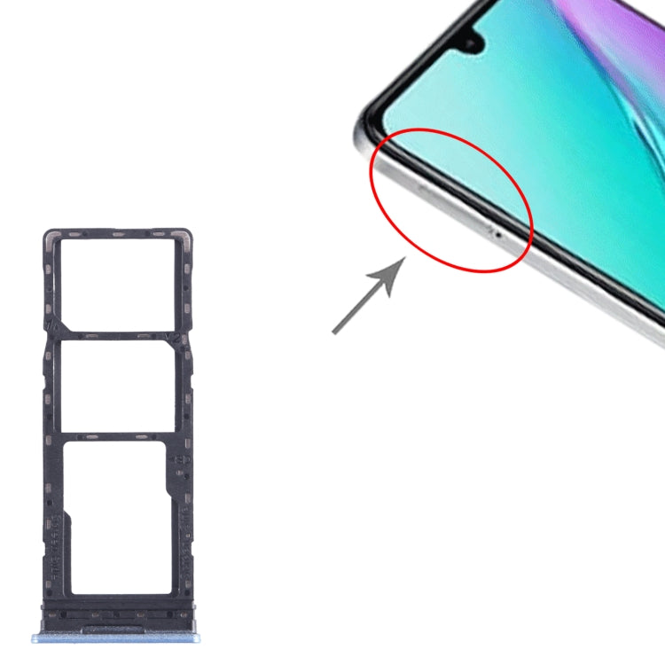 For Infinix Note 11 X663 SIM Card Tray + SIM Card Tray + Micro SD Card Tray (Blue) by buy2fix