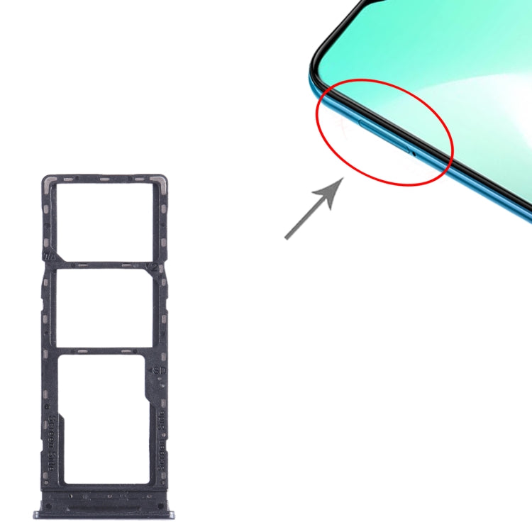 For Infinix Hot 11 Play SIM Card Tray + SIM Card Tray + Micro SD Card Tray (Black) by buy2fix