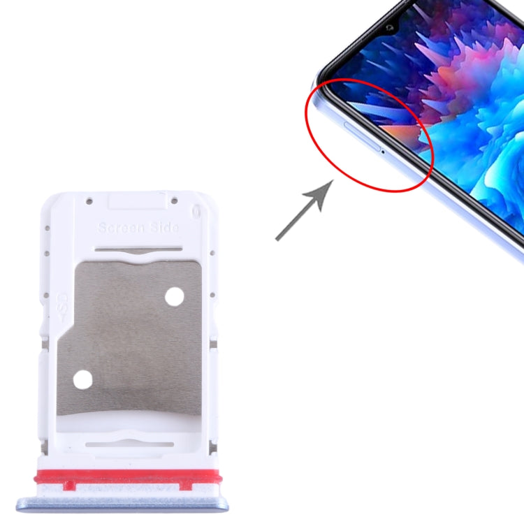 For Infinix Hot 20 5G X666 SIM Card Tray + SIM Card Tray + Micro SD Card Tray (Blue) by buy2fix