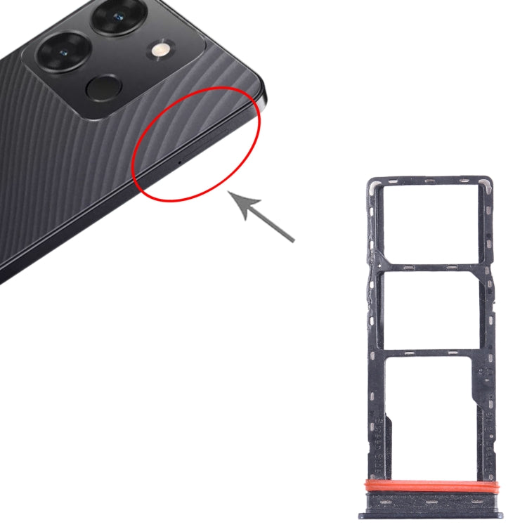 For Infinix Smart 7 X6515 SIM Card Tray + SIM Card Tray + Micro SD Card Tray (Black) by buy2fix
