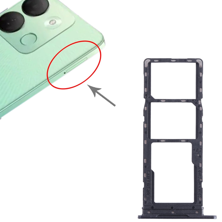 For Infinix Smart 7 HD X6516 SIM Card Tray + SIM Card Tray + Micro SD Card Tray (Black) by buy2fix