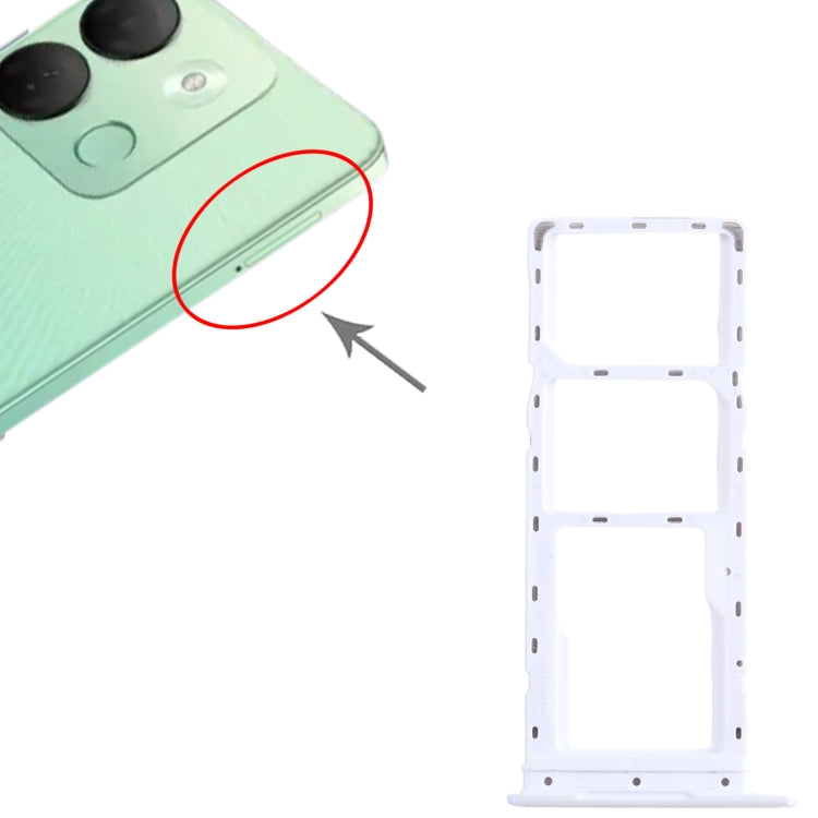 For Infinix Smart 7 HD X6516 SIM Card Tray + SIM Card Tray + Micro SD Card Tray (White) by buy2fix