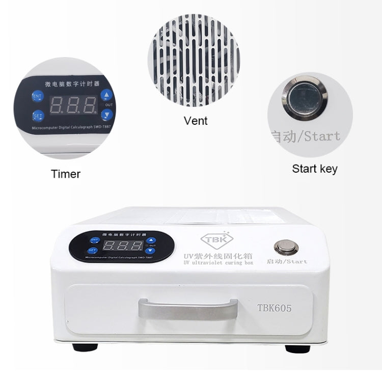 TBK 605 100W Mini UV Curing Lamp Box 48 LEDs Curved Surface Screen UV Curing Box, EU Plug by TBK