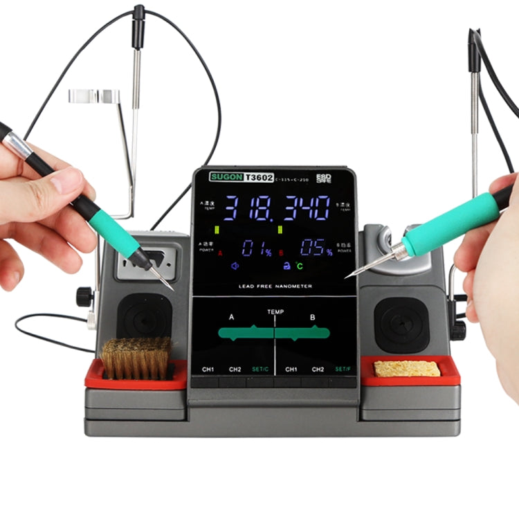 SUGON T3602 220V 240W Dual Station Nano Electric Soldering Station with Double Handle, EU Plug by SUGON