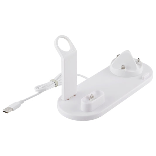 HQ-UD15 5 in 1 Micro USB + USB-C / Type-C + 8 Pin Interface Phone Charging Base with 8 Pin Earphone Charging Interface & Watch Stand, Without Wireless Charger(White) by buy2fix