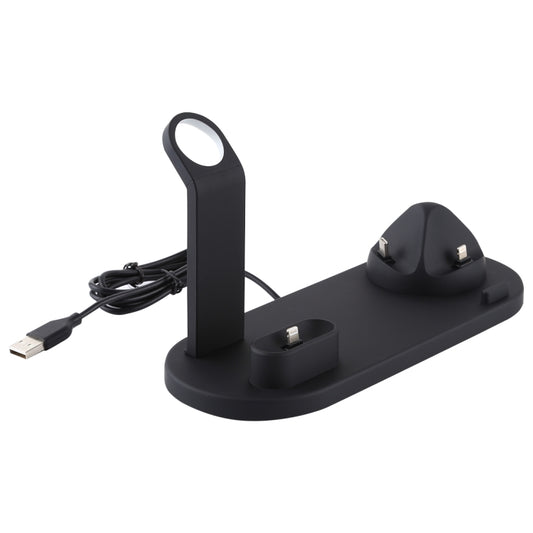 HQ-UD15 5 in 1 Micro USB + USB-C / Type-C + 8 Pin Interface Phone Charging Base with 8 Pin Earphone Charging Interface & Watch Stand, Without Wireless Charger (Black) by buy2fix
