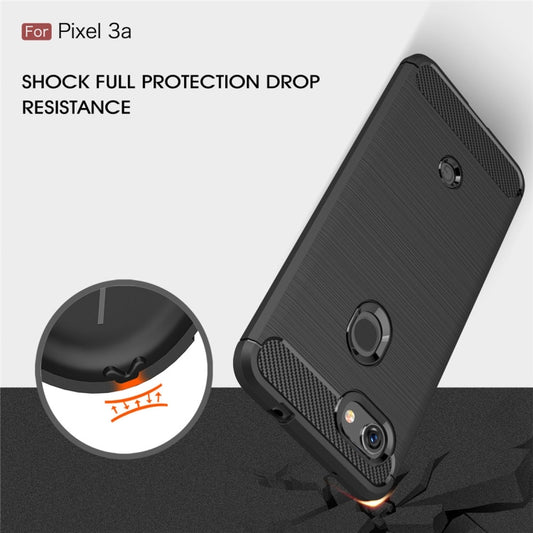 Brushed Texture Carbon Fiber TPU Case for Google Pixel 3a(Black) by buy2fix