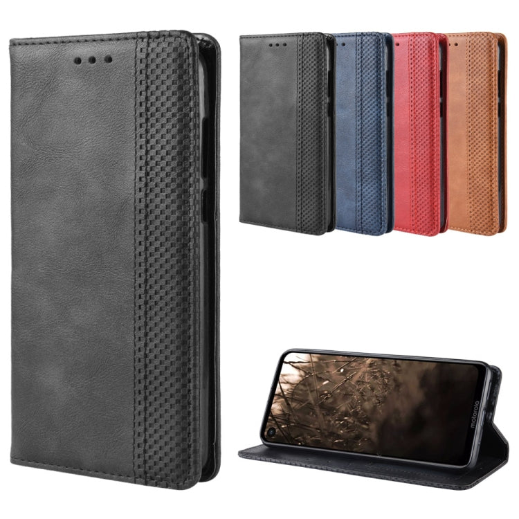 Magnetic Buckle Retro Crazy Horse Texture Horizontal Flip Leather Case for Motorola MOTO One Vision, with Holder & Card Slots & Photo Frame(Brown) by buy2fix