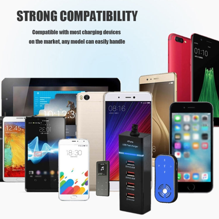 5V 4.1A 4 USB Ports Charger Adapter with Power Plug Cable, Cable Length: 1.5m, EU Plug(White) by buy2fix