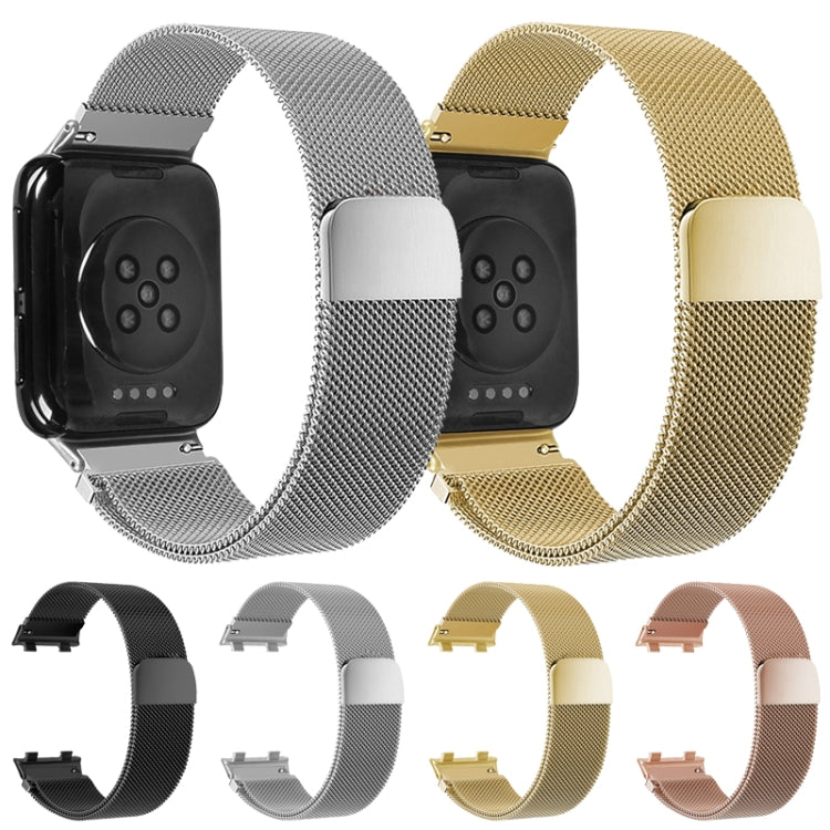 For OPPO Watch 46MM Smart Watch Milanese Stainless Steel Metal Watch Band(Black) by buy2fix