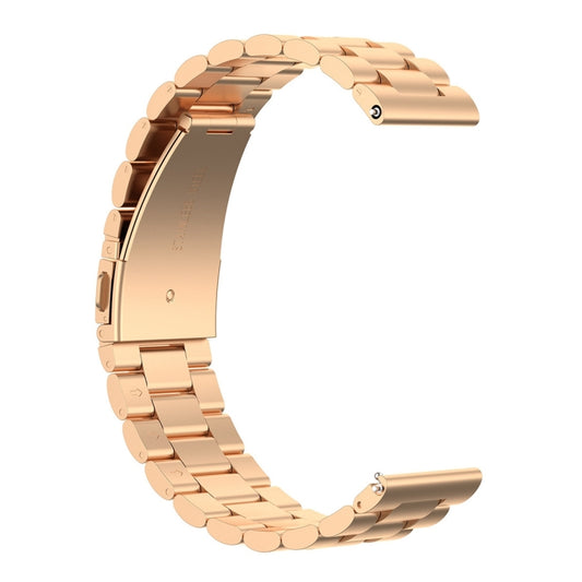 For Huami GTS/Galaxy Watch 42/40/44 20mm 3-Beads Stainless Steel Watch Band(Rose Gold) by buy2fix