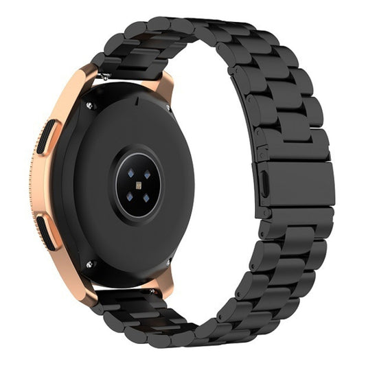 For Huawei GT2/GT/Samsung Galaxy Watch 46mm R800/Samsung Gear S3 22mm 3-Beads Stainless Steel Watch Band(Black) by buy2fix