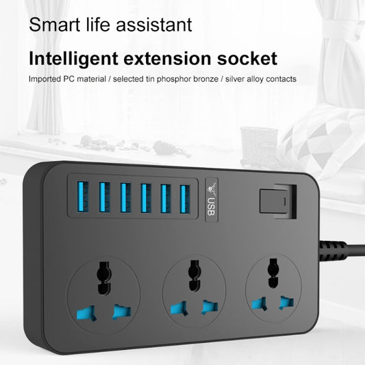 T09 3000W High Power Multi-Function Plug-in 3-Hole International Universal Jack + 6 USB Intelligent Charging US PLUG by buy2fix