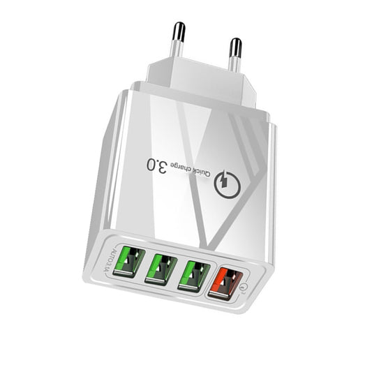 30W QC 3.0 USB + 3 USB 2.0 Ports Mobile Phone Tablet PC Universal Quick Charger Travel Charger, EU Plug(White) by buy2fix