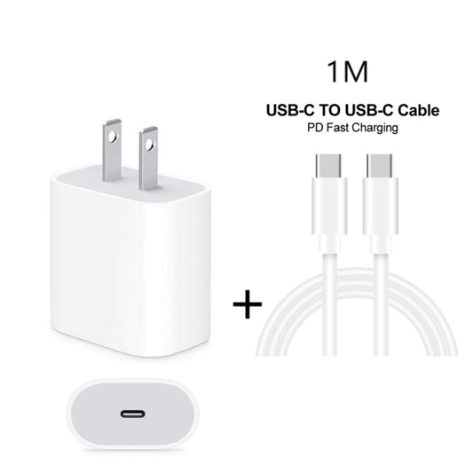 2 in 1 Single USB-C / Type-C Port Travel Charger + 3A PD 3.0 USB-C / Type-C to USB-C / Type-C Fast Charge Data Cable Set, Cable Length: 1m(US Plug) by buy2fix