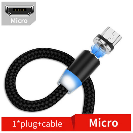 USB to Micro USB Magnetic Metal Connector Nylon Two-color Braided Magnetic Data Cable, Cable Length: 1m(Black) by buy2fix