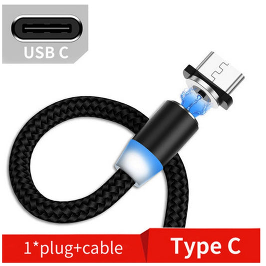 USB to USB-C / Type-C Magnetic Metal Connector Nylon Two-color Braided Magnetic Data Cable, Cable Length: 1m(Black) by buy2fix