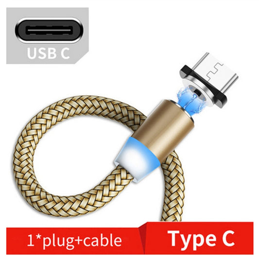 USB to USB-C / Type-C Magnetic Metal Connector Nylon Two-color Braided Magnetic Data Cable, Cable Length: 1m(Gold) by buy2fix