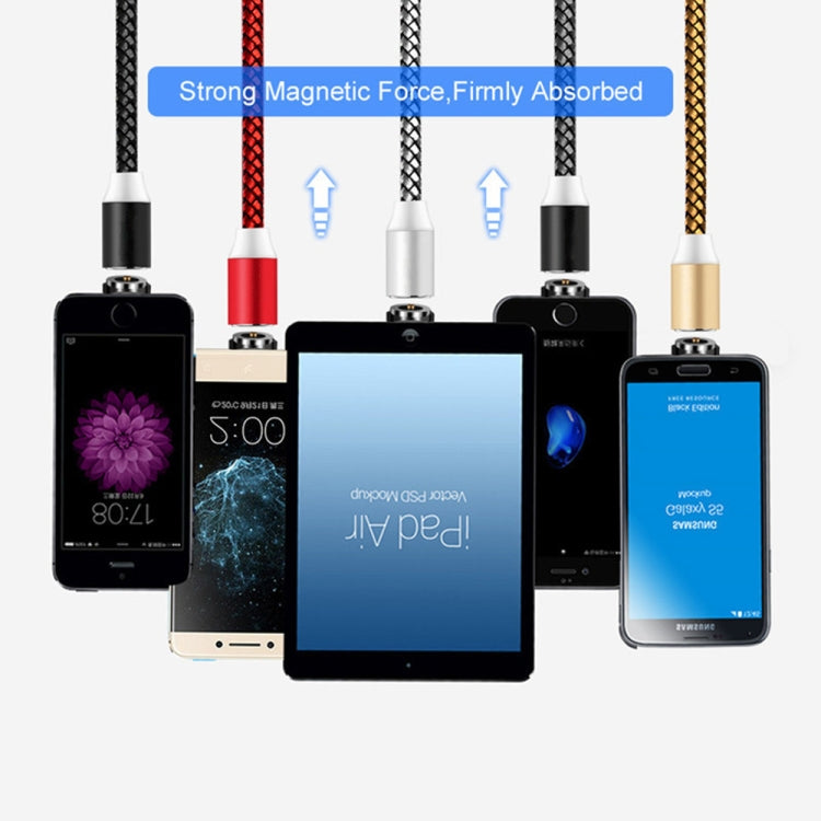 3 in 1 USB to 8 Pin + Type-C/USB-C + Micro USB Magnetic Metal Interface Nylon Braided Charging Cable, Length: 1m(Red) by buy2fix