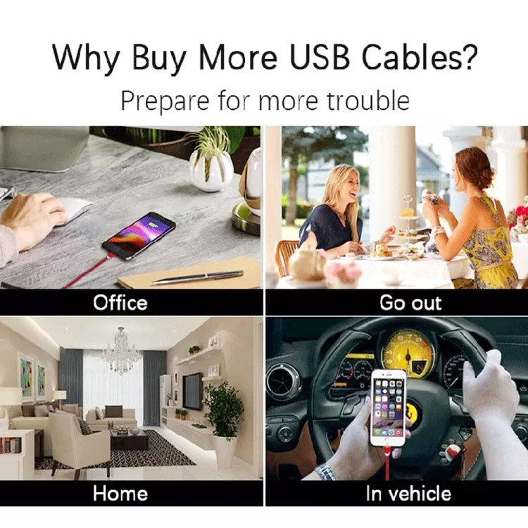 3 in 1 USB to 8 Pin + Type-C/USB-C + Micro USB Magnetic Metal Interface Nylon Braided Charging Cable, Length: 1m(Silvery) by buy2fix