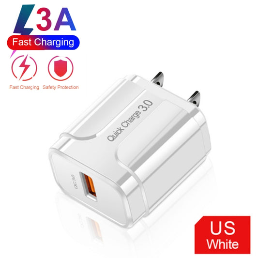 Portable QC3.0 18W USB Port Universal Quick Charging Charger, US Plug(Black) by buy2fix