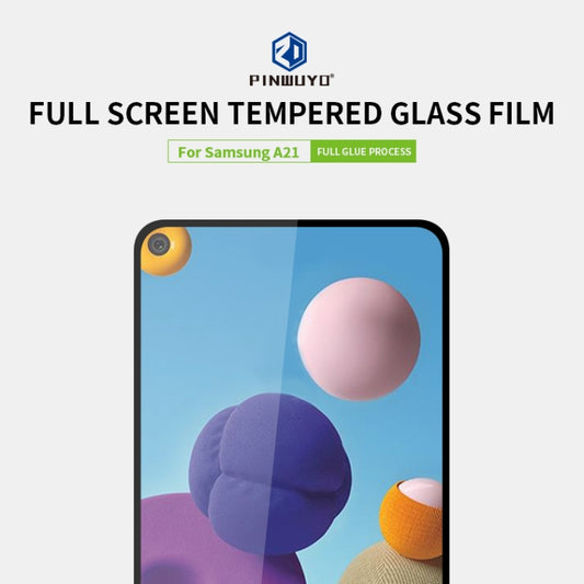 For Samsung Galaxy A21 PINWUYO 9H 2.5D Full Screen Tempered Glass Film(Black) by PINWUYO