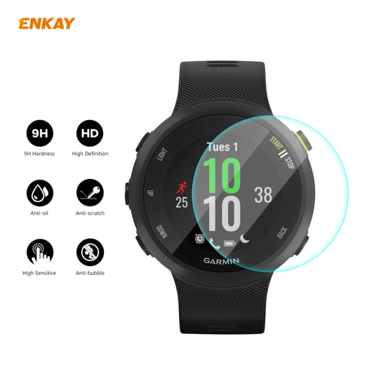 For Garmin Forerunner 45 / 45S 2 PCS ENKAY Hat-Prince 0.2mm 9H 2.15D Curved Edge Tempered Glass Screen Protector Watch Film by ENKAY