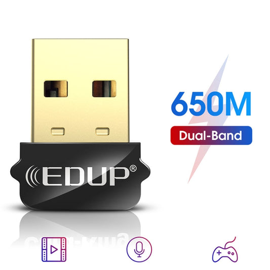 EDUP EP-AC1651 USB WIFI Adapter 650Mbps Dual Band 5G/2.4GHz External Wireless Network Card Wifi Dongle Receiver for Laptop Windows MacOS by EDUP