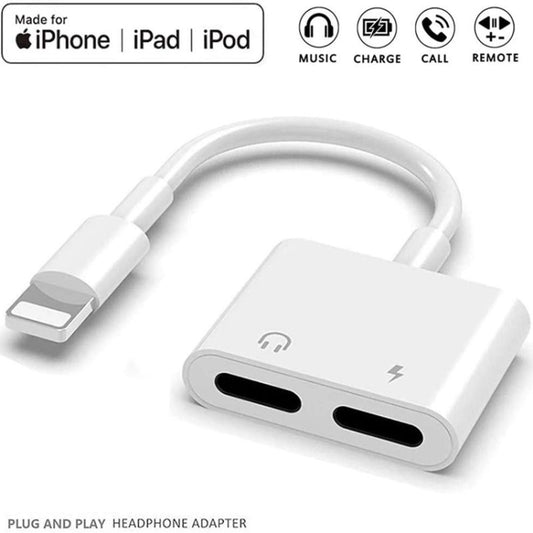 ZS-S1802 2 in 1 8 Pin Male to 8 Pin Charging + 8 Pin Audio Female Connector Earphone Adapter, Support Calls & Wire Control, Compatible with All IOS System by buy2fix