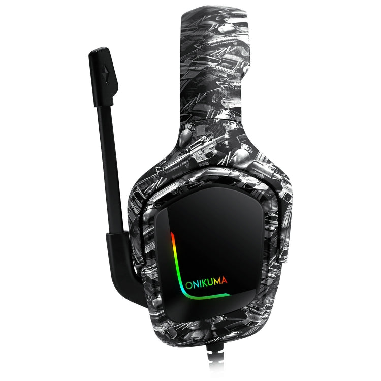 ONIKUMA K20 PS4 Surround Sound Bass PC Gamer Headphone with Microphone, RGB Light(Black Gray) by ONIKUMA