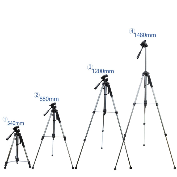 L-1200 Camera Tripod Live Broadcast Bracket For Mobile Phones, Cameras, Projectors 55-148CM Universal Adjustable Tripod (Silver) by buy2fix