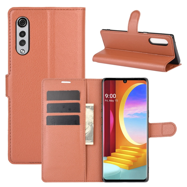 For LG Velvet Litchi Texture Horizontal Flip Protective Case with Holder & Card Slots & Wallet(Brown) - LG Cases by buy2fix | Online Shopping UK | buy2fix
