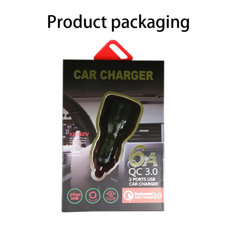 Qc3.0 Dual USB 6A Vehicle Fast Charger / Mobile Phone Tablet Fast Charging(Black) by buy2fix