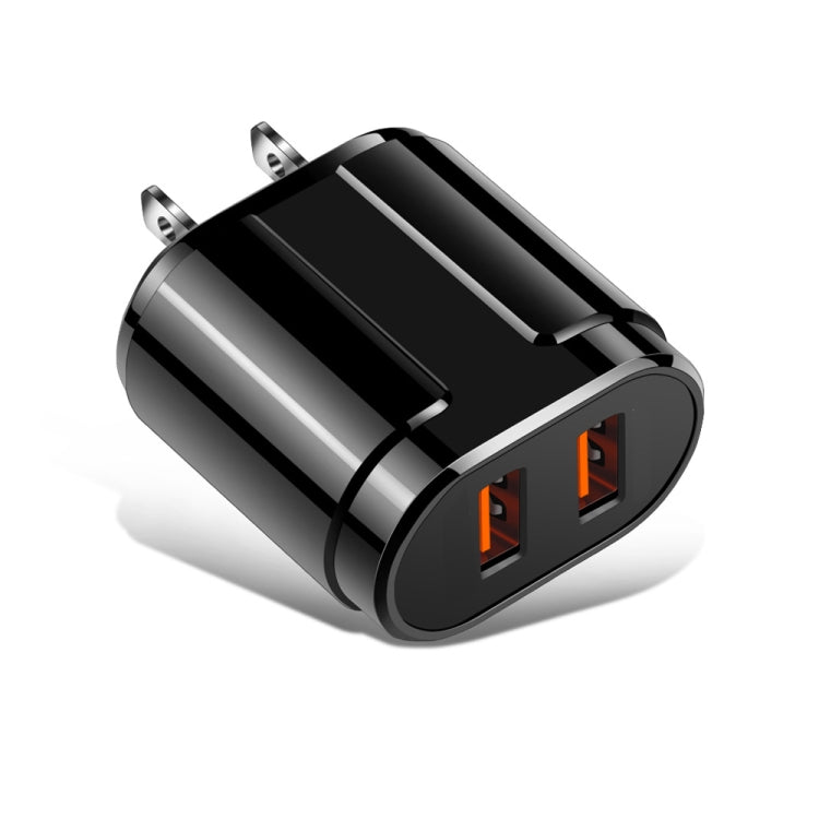 Portable Dual USB Mobile Phone Tablet Universal Charging Head Travel Charger, US Plug(Black) by buy2fix