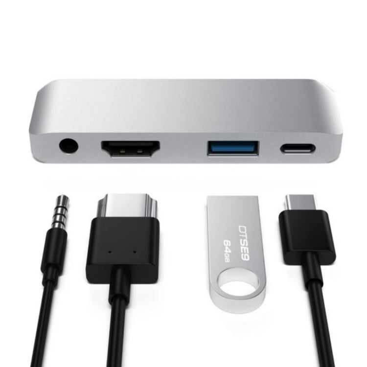4 in 1 Type-C / USB-C to HDMI + AUX + USB + PD Type-C / USB-C HUB Adapter Multifunction HD Dock by buy2fix