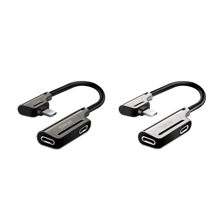 ENKAY ENK-AT102 8 Pin to 8 Pin Charging + 8 Pin Audio Interfaces Charging and Listening to Songs Zinc Alloy Adapter Converter(Silver) by ENKAY