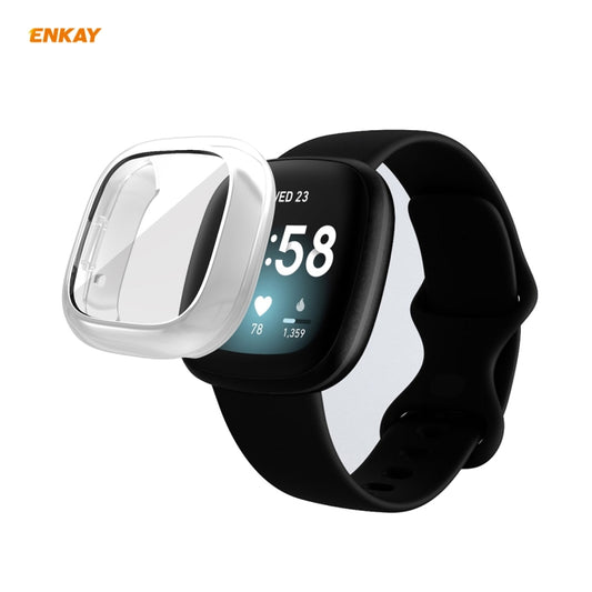 For Fitbit Versa 3 / Fitbit Sense ENKAY Hat-Prince ENK-AC8208 Full Coverage Electroplate TPU Soft Case(Silver) by ENKAY