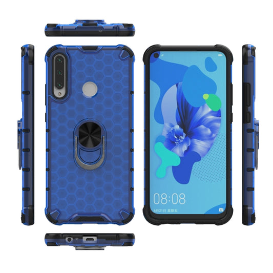 For Huawei Y7p 2020 Shockproof Honeycomb PC + TPU Ring Holder Protection Case(Blue) by buy2fix