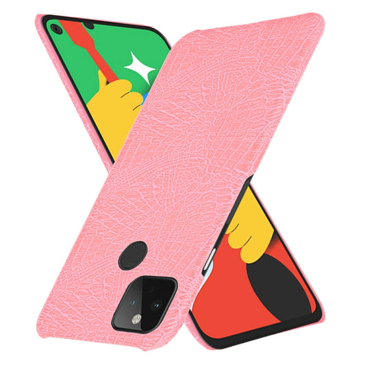 For Google Pixel 5 Shockproof Crocodile Texture PC + PU Case(Pink) by buy2fix