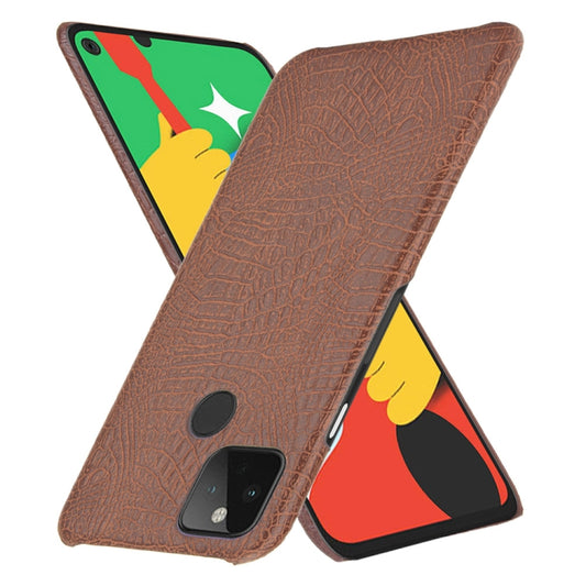 For Google Pixel 5 Shockproof Crocodile Texture PC + PU Case(Brown) by buy2fix