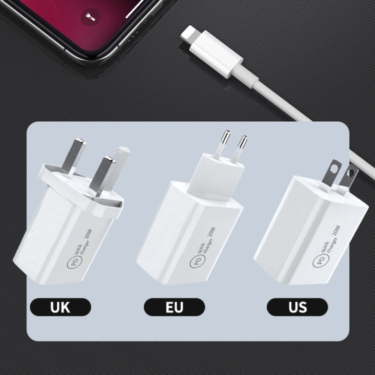 SDC-20W 2 in 1 PD 20W USB-C / Type-C Travel Charger + 3A PD3.0 USB-C / Type-C to 8 Pin Fast Charge Data Cable Set, Cable Length: 2m, US Plug by buy2fix
