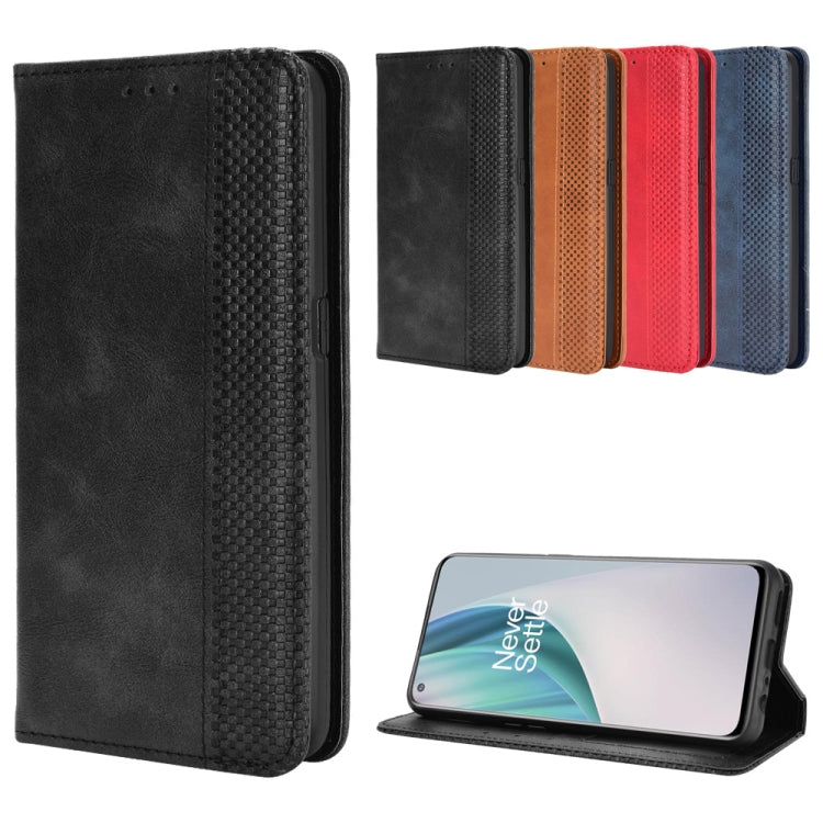 For OnePlus Nord N10 5G Magnetic Buckle Retro Crazy Horse Texture Horizontal Flip Leather Case with Holder & Card Slots & Photo Frame(Brown) by buy2fix