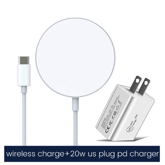XJ-31 2 in 1 15W Magnetic Wireless Charger + PD 20W USB-C / Type-C Travel Charger Set for iPhone Series, Plug Size:US Plug by buy2fix