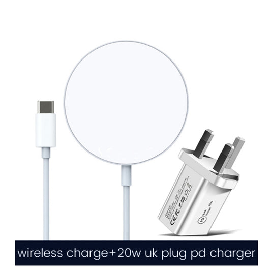 XJ-31 2 in 1 15W Magnetic Wireless Charger + PD 20W USB-C / Type-C Travel Charger Set for iPhone Series, Plug Size:UK Plug by buy2fix