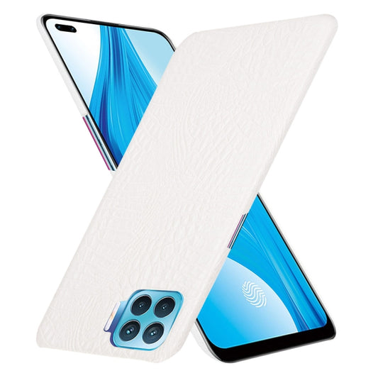 For OPPO F17 Pro / A93 / Reno4 Lite / Reno4 F Shockproof Crocodile Texture PC + PU Case(White) by buy2fix