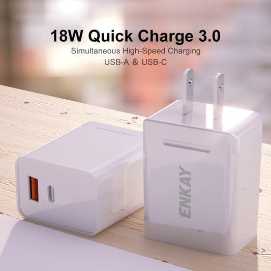 ENKAY Hat-Prince U033 18W 3A PD+QC 3.0 Fast Charging Travel Charger Power Adapter, US Plug by ENKAY