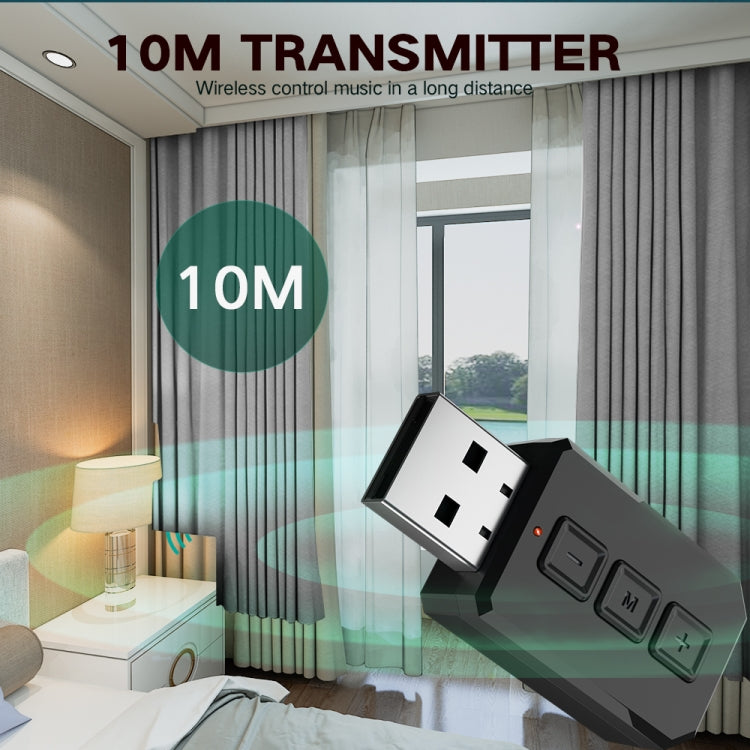 RT02 USB Bluetooth Audio Adapter Receives Transmits 2-in-1 Bluetooth 5.0 Hands-free Talk Car Bluetooth Receiver by buy2fix