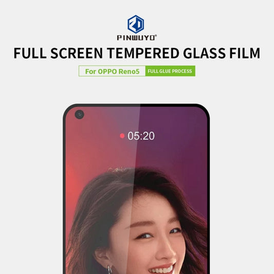 For OPPO Reno5 PINWUYO 9H 2.5D Full Screen Tempered Glass Film(Black) by PINWUYO