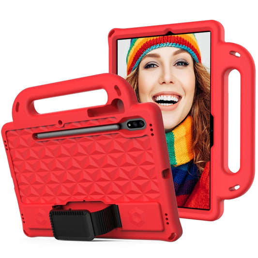 For Galaxy Tab S8 / Galaxy Tab S7 T870/T875 Diamond Series EVA Anti-Fall Shockproof Sleeve Protective Shell Case with Holder & Strap(Red) by buy2fix
