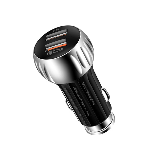 YSY-310QC18W QC3.0 Dual Port USB Car Charger + 3A USB to 8 Pin Data Cable, Cable Length: 1m(Black) by buy2fix
